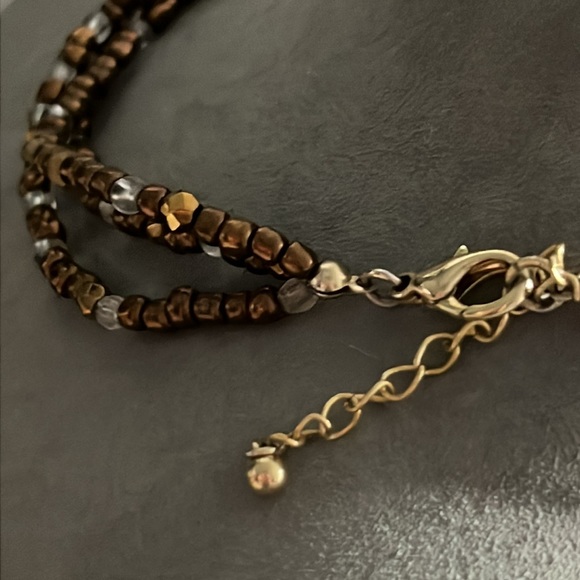 Triple Strand Beaded Gold Tone Necklace - Picture 3 of 3